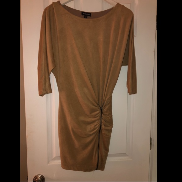bebe Dresses & Skirts - Bebe Suede Brown Front Zip Dress
